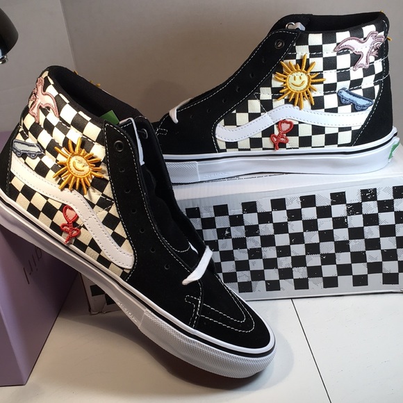 NWT Vans SK8 Hi Top Skateistan Checkerboard Sneakers Men’s 10.5 - Picture 10 of 10